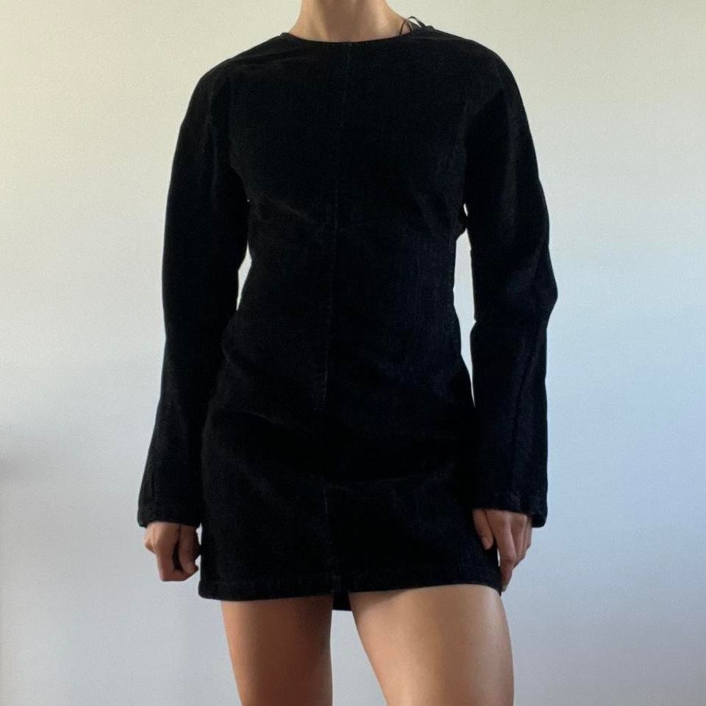 Zara- FLOCKED DENIM DRESS TRF-MED